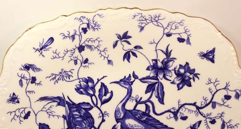 Coalport `Cairo` Blue On White Bone China Square Handled Cake Plate