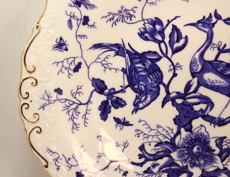 Coalport `Cairo` Blue On White Bone China Square Handled Cake Plate