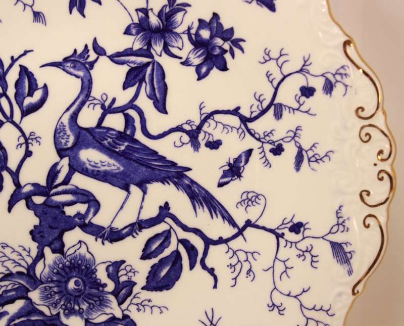 Coalport `Cairo` Blue On White Bone China Square Handled Cake Plate