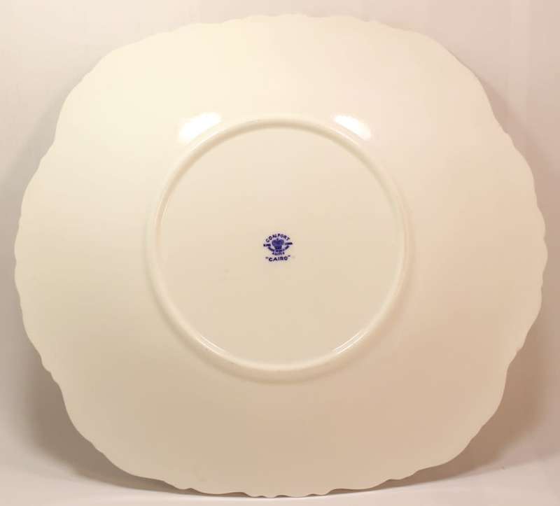 Coalport `Cairo` Blue On White Bone China Square Handled Cake Plate