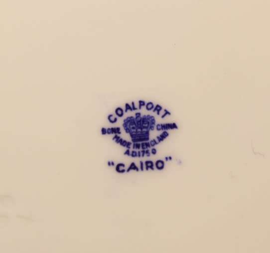 Coalport `Cairo` Blue On White Bone China Square Handled Cake Plate