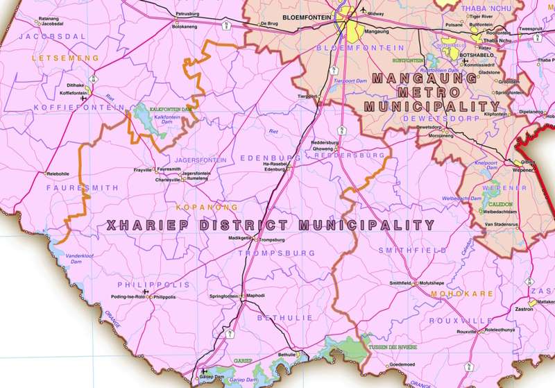 Free State Provincial Map - Printed and Laminated