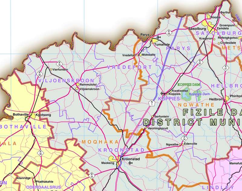 Free State Provincial Map - Printed and Laminated