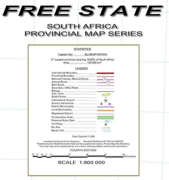 Free State Provincial Map - Printed and Laminated