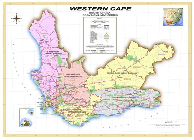 Western Cape Provincial Map - Printed Map