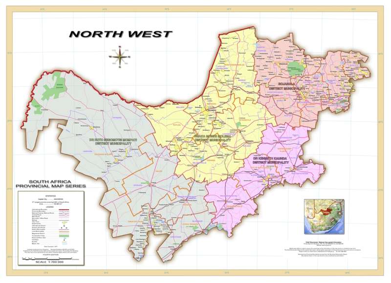 North West Provincial Map - Printed Map