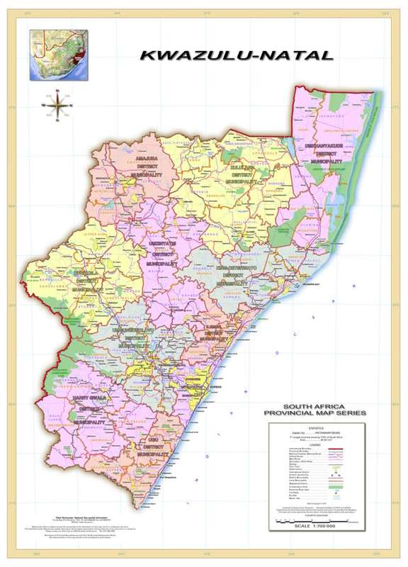 Kwa-Zulu Natal Provincial Map - Printed Map