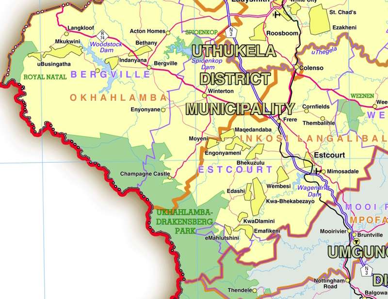 Kwa-Zulu Natal Provincial Map - Printed Map