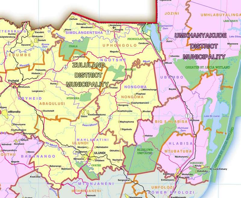 Kwa-Zulu Natal Provincial Map - Printed Map