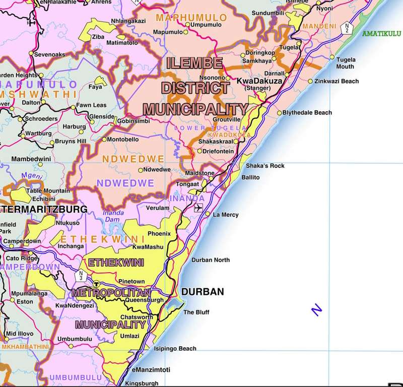 Kwa-Zulu Natal Provincial Map - Printed Map