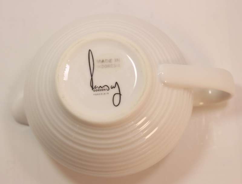 Gordon Ramsay Maze White Teapot, Milk Jug and Sugar Bowl, Stoneware Made in Indonesia