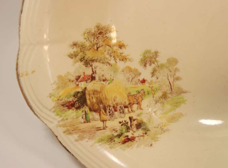 Vintage Alfred Meakin `The Hayride` Large Serving Bowl
