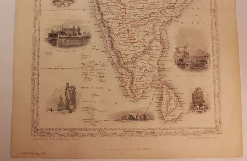 Antique Map of Southern India by J Rapkin 1850