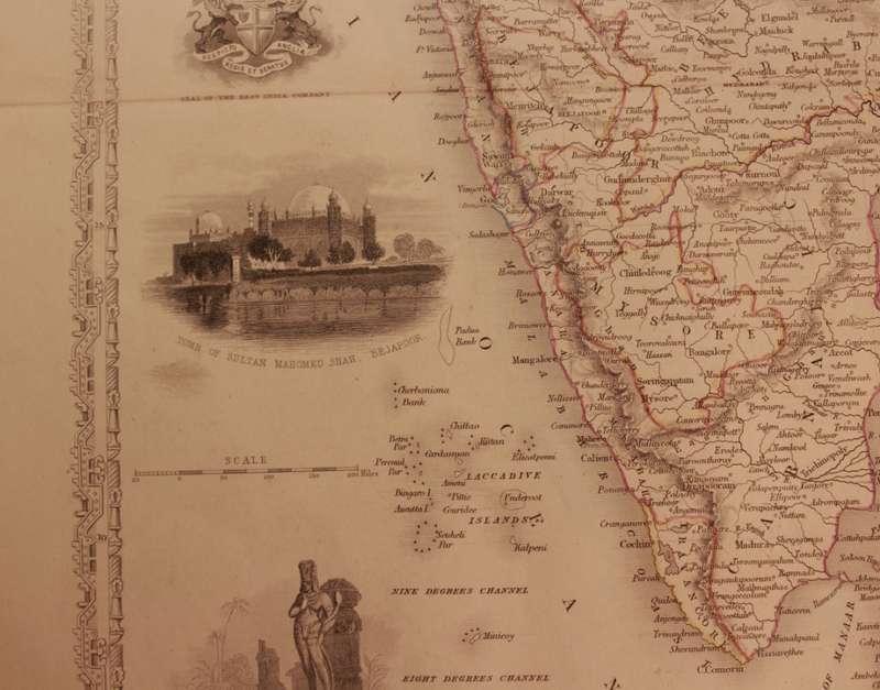 Antique Map of Southern India by J Rapkin 1850