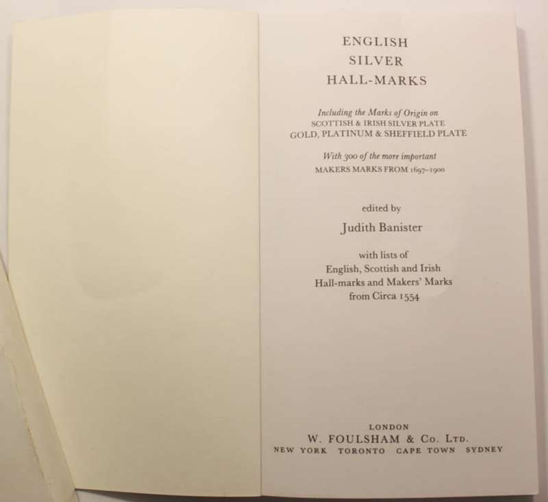 English Silver Hallmarks Edited By Judith Banister Softcover Book