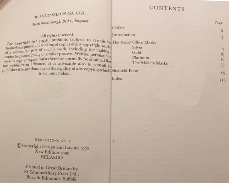 English Silver Hallmarks Edited By Judith Banister Softcover Book