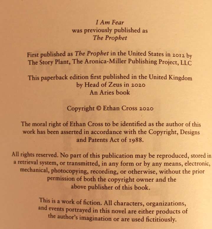I Am Fear (An Ackerman Thriller) by Ethan Cross Softcover Book
