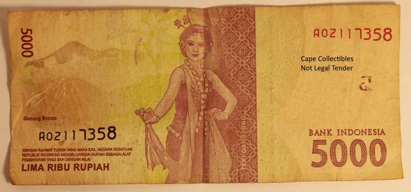 Indonesia 5000 Rupiah Bank Note Fine Circulated