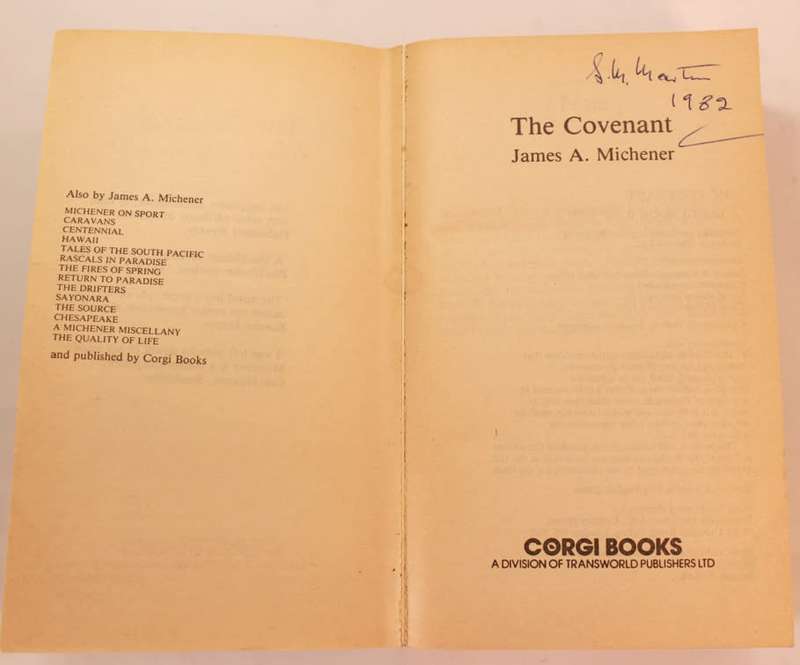 The Covenant by James A. Michener Softcover Book