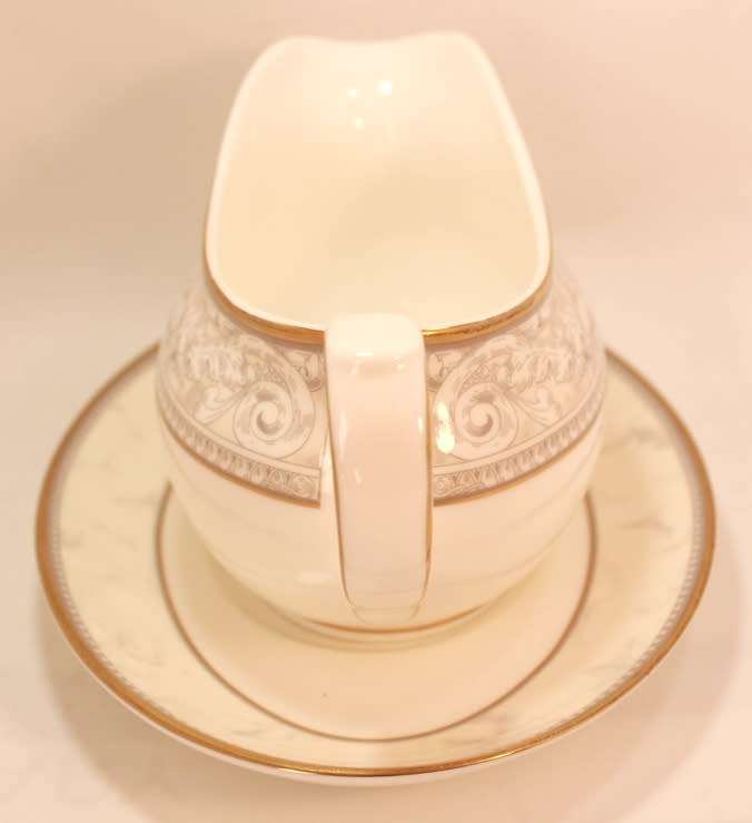 Royal Doulton Naples Gold Trim Pattern Bone China Gravy Boat and Underplate