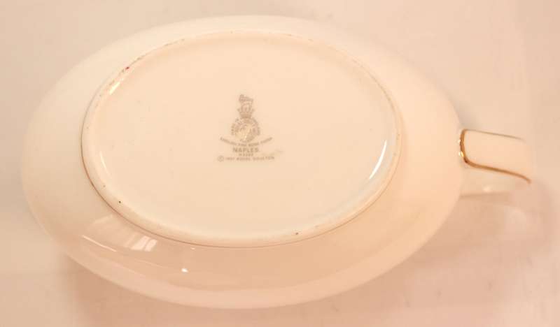 Royal Doulton Naples Gold Trim Pattern Bone China Gravy Boat and Underplate