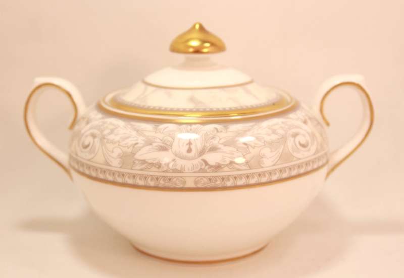Royal Doulton Naples Gold Trim Pattern Bone China Sugar Bowl with Lid
