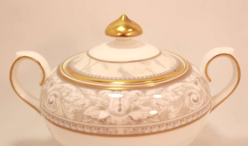 Royal Doulton Naples Gold Trim Pattern Bone China Sugar Bowl with Lid