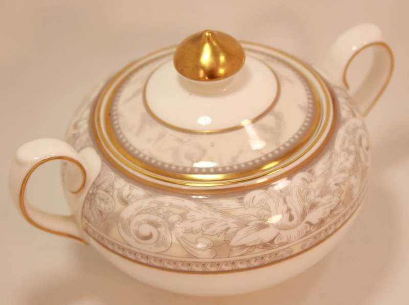 Royal Doulton Naples Gold Trim Pattern Bone China Sugar Bowl with Lid