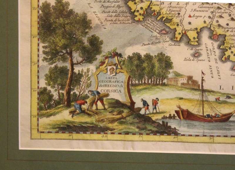 Antique Carta Geografica Del Regno Di Corsica Framed Map (Plate) Published by Giambattista Abrizzi
