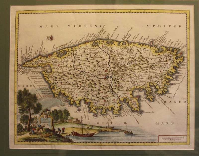 Antique Carta Geografica Del Regno Di Corsica Framed Map (Plate) Published by Giambattista Abrizzi