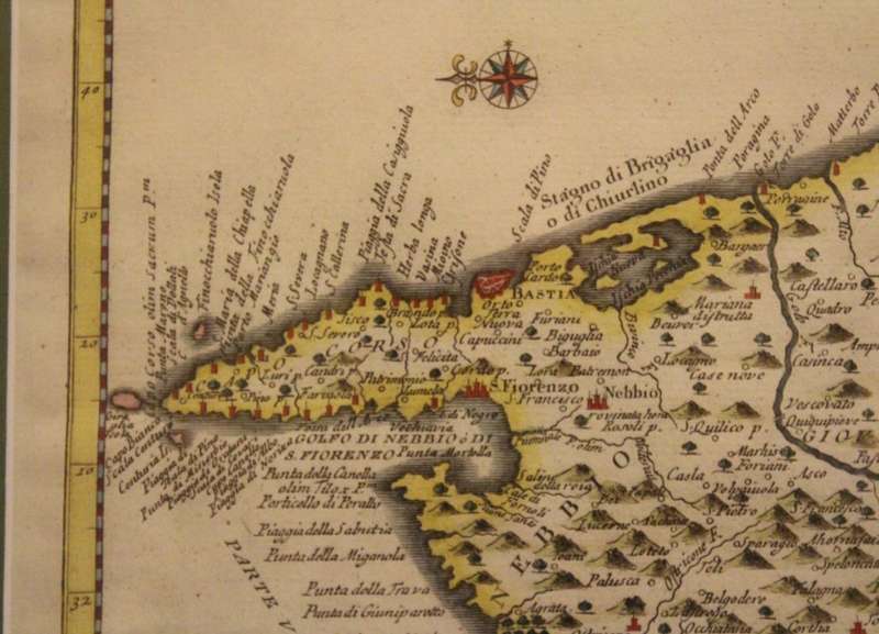 Antique Carta Geografica Del Regno Di Corsica Framed Map (Plate) Published by Giambattista Abrizzi