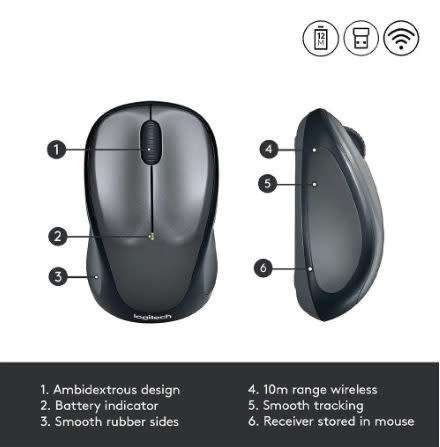 Logitech M235 Wireless Mouse Grey-Black
