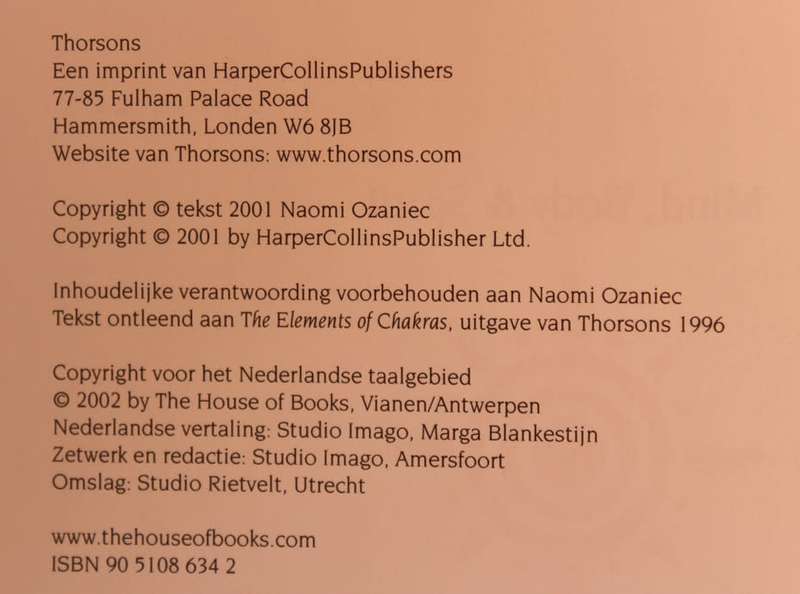 4 x Mind, Body and Spirit  Books Dutch Language (Chakra's, Boeddhisme, Yoga, De Alexander Techniek)