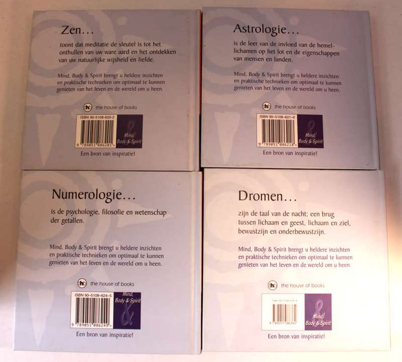 4 x Mind, Body and Spirit Hardcover Books Dutch Language(Zen, Astrology,Nemerology, Dromen)