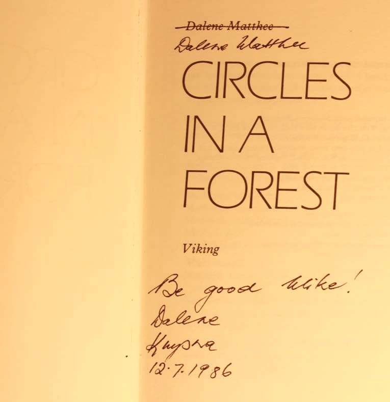 Circles In A Forest by Dalene Matthee Hardcover Book, English 1st Edition, Autographed 1986