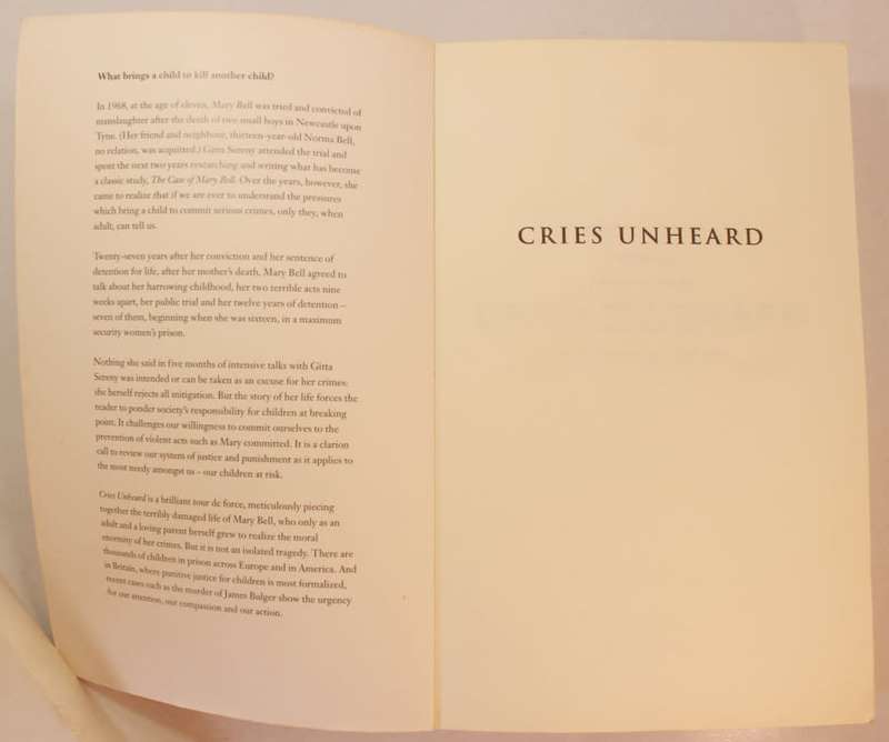 Cries Unheard The Story Of Mary Bell by Gitta Sereny Softcover Book