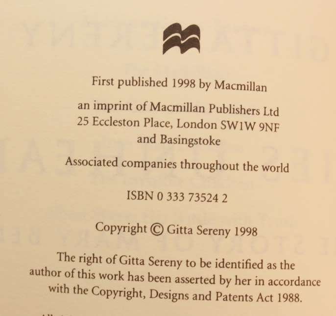 Cries Unheard The Story Of Mary Bell by Gitta Sereny Softcover Book