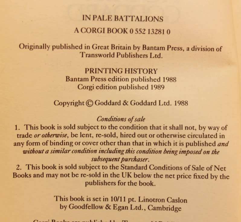In Pale Battalions by Robert Goddard Softcover Book
