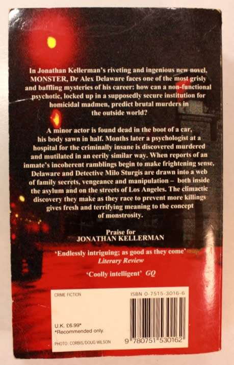 Monster by Jonathan Kellerman Softcover Book
