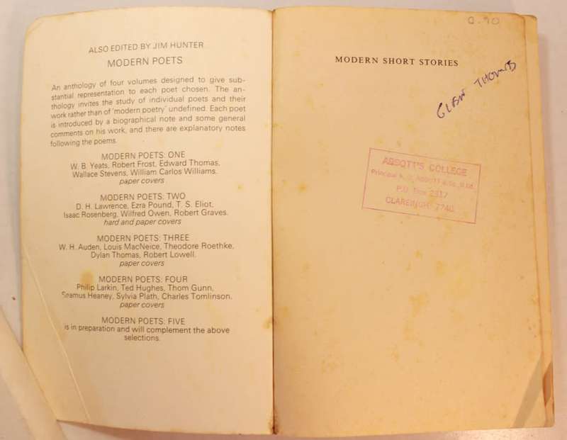 Modern Short Stories Edited by Jim Hunter Softcover Book