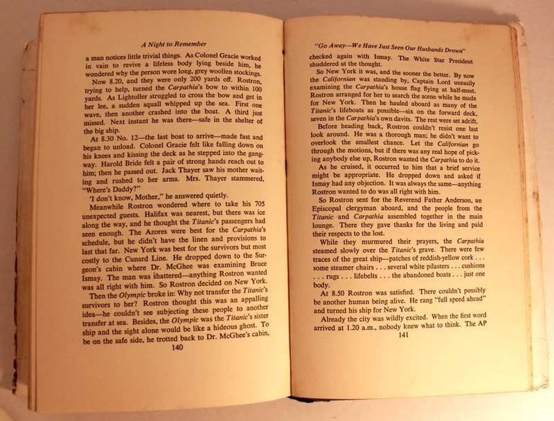 A Night To Remember by Walter Lord First Edition 1956 Hardcover Book
