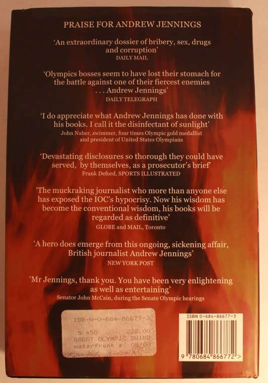 The Great Olympic Swindle: When The World Wanted Its Games Back by Andrew Jennings Hardcover Book