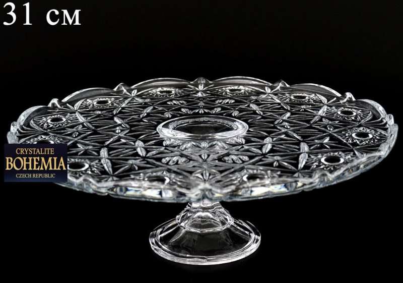 Bohemia Crystalite Nova Miranda 31cm Footed Plate Centrepiece
