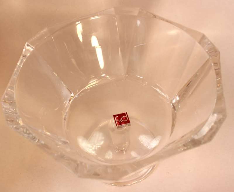 F&D by Pasabache Crystal Glass Reflection 24cm Footed Bowl Hexagonal Shape