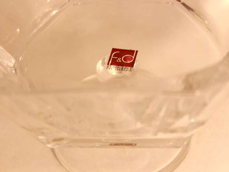 F&D by Pasabache Crystal Glass Reflection 24cm Footed Bowl Hexagonal Shape