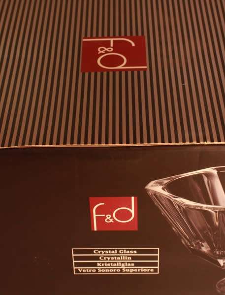 F&D by Pasabache Crystal Glass Reflection 24cm Footed Bowl Hexagonal Shape