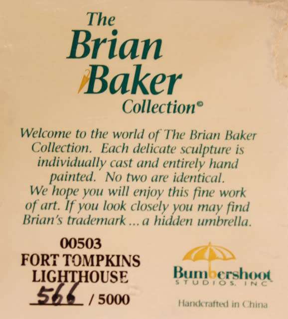 Brian Baker Collection "Fort Tomkins Lighthouse"(#0503) for Train Sets or Christmas Decoration Table