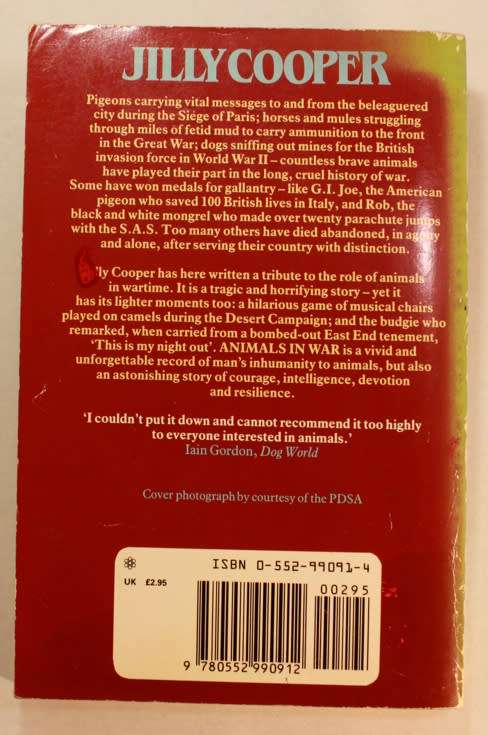 Animals in War by Jilly Cooper Softcover Book