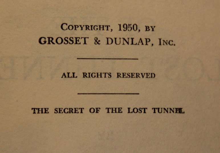 The Secret Of The Lost Tunnel by Franklin W Dixon 1950 1st Edition Hardcover Book