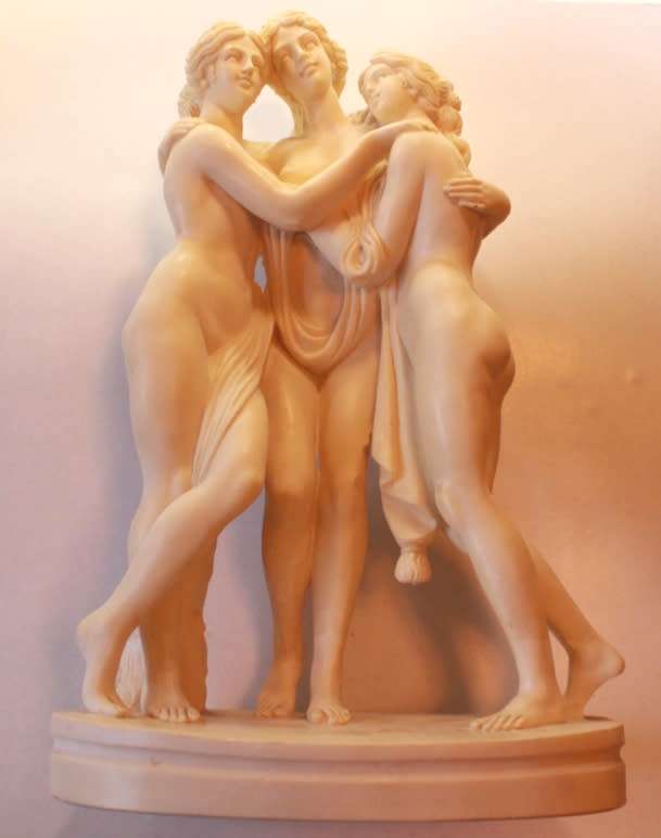The Three Graces Sculpture (Antonia Canova) Alabaster Resin Statue by P.A.T.